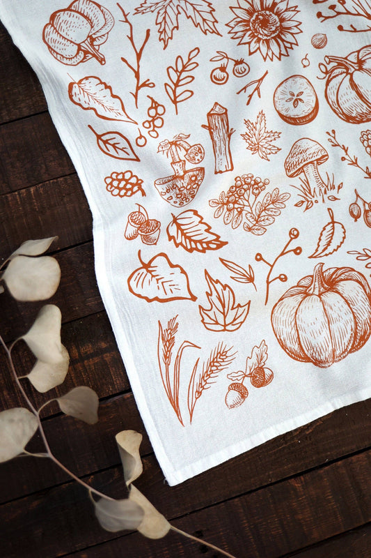 Autumn Woods Pumpkin Tea Towel - Fall Decor