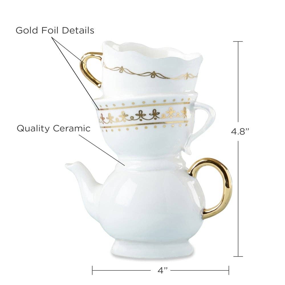 Tea Time Whimsy Ceramic Bud Vase
