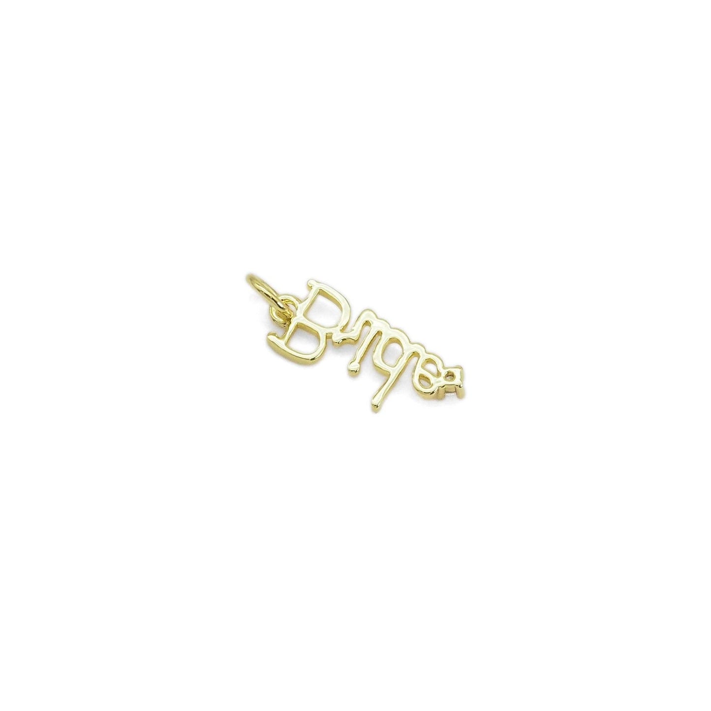 Gold Silver CZ Bride word diamond Charm, Sku#Z1473