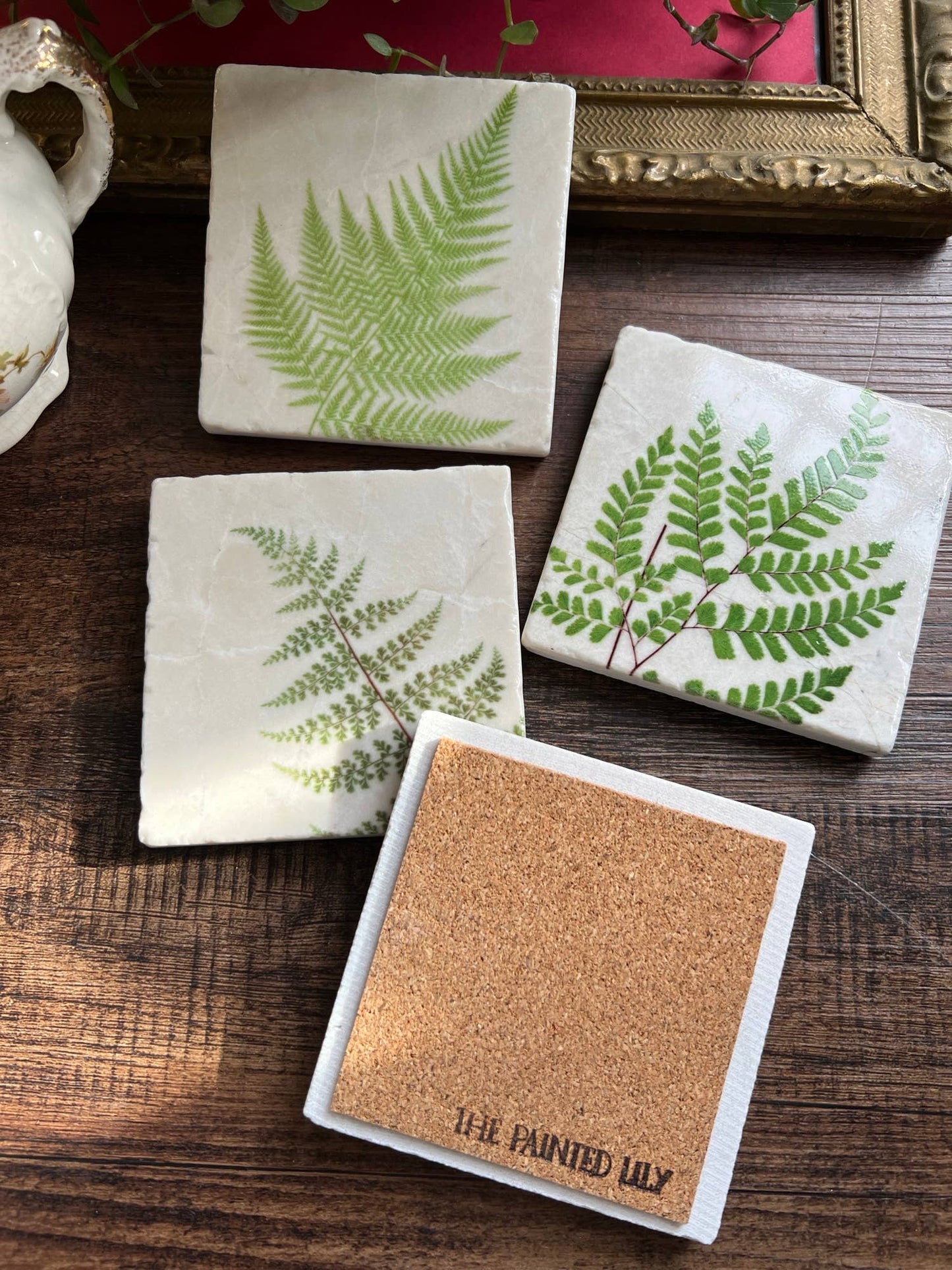 Ferns Stone Coasters - Set of 4