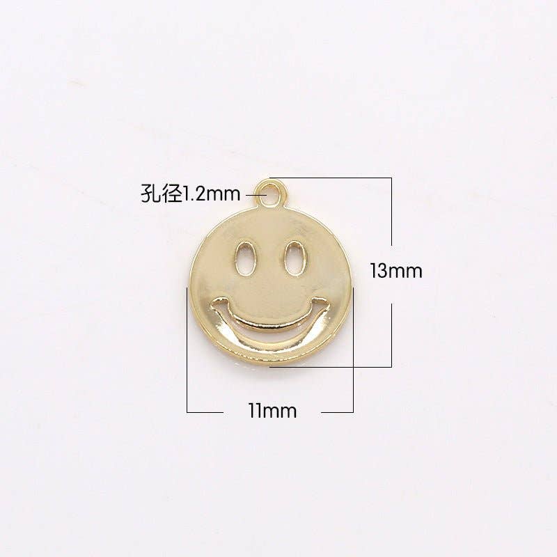 Tiny Golden Smiley Face Charm, Gold Plated Happy Joy Smiling Expression Face Charm Pendant GP-299