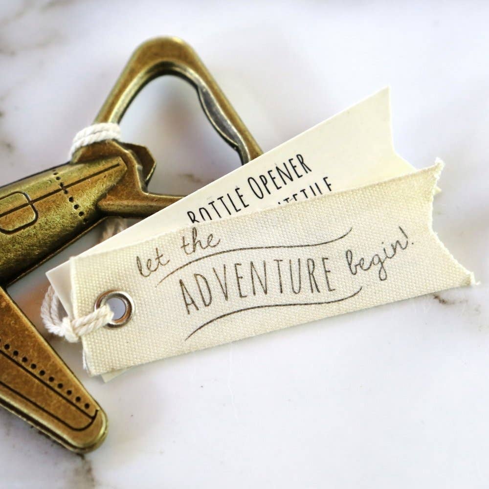 "Let the Adventure Begin" Airplane Bottle Opener