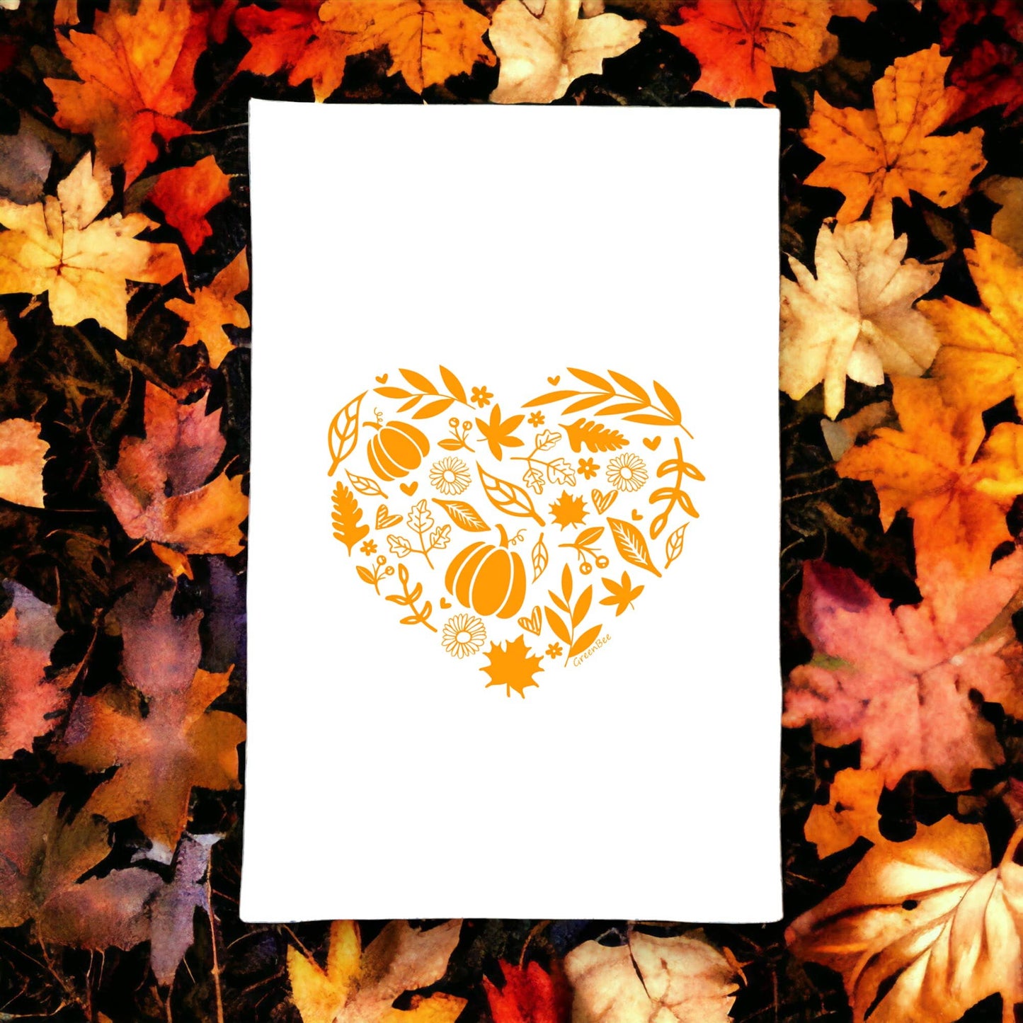Pumpkin Heart Kitchen Towel | Tea Towels | Fall Dish Towels