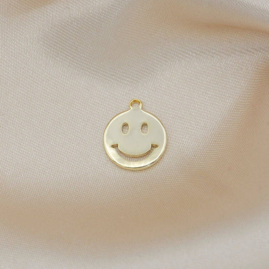 Tiny Golden Smiley Face Charm, Gold Plated Happy Joy Smiling Expression Face Charm Pendant GP-299