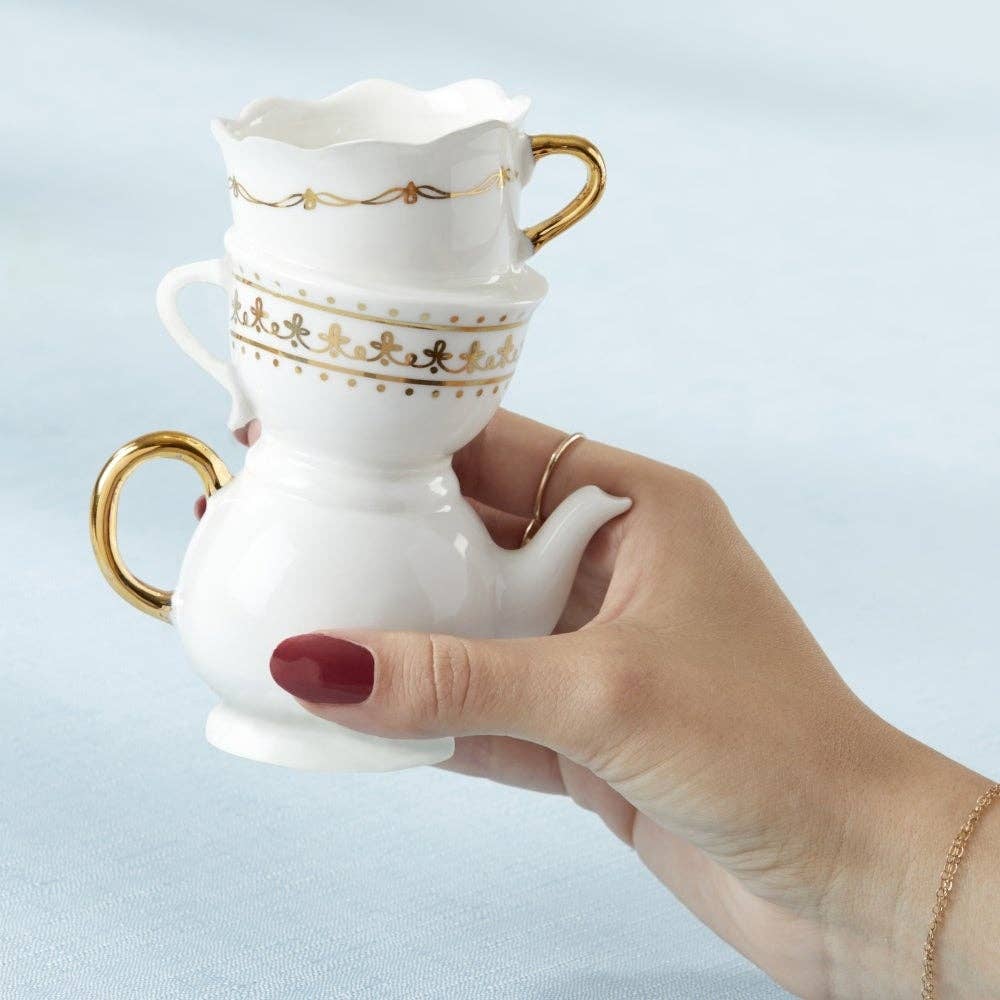 Tea Time Whimsy Ceramic Bud Vase