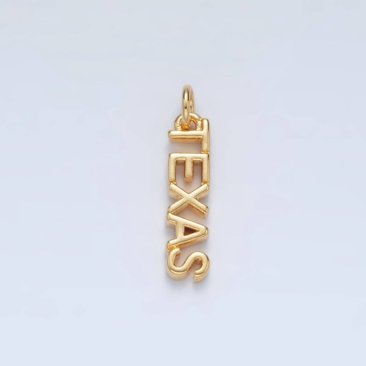 16K Gold Filled TEXAS State Script Tag Charm in Gold