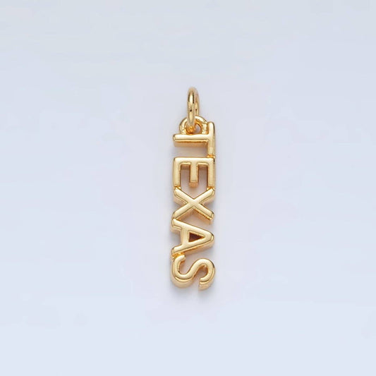 16K Gold Filled TEXAS State Script Tag Charm in Gold