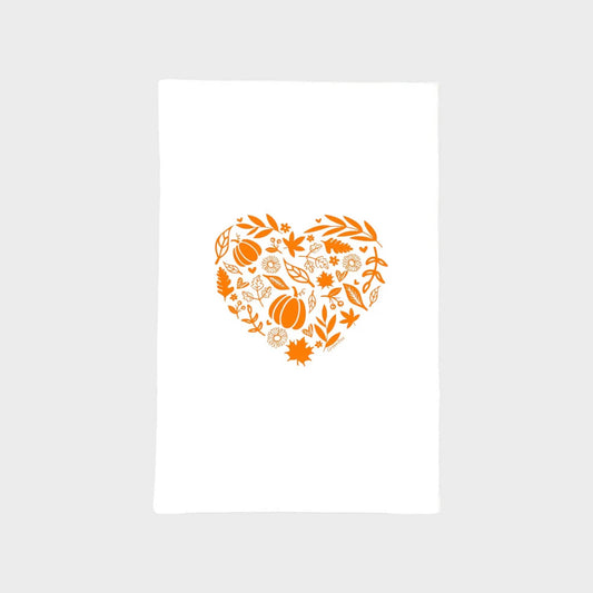 Pumpkin Heart Kitchen Towel | Tea Towels | Fall Dish Towels
