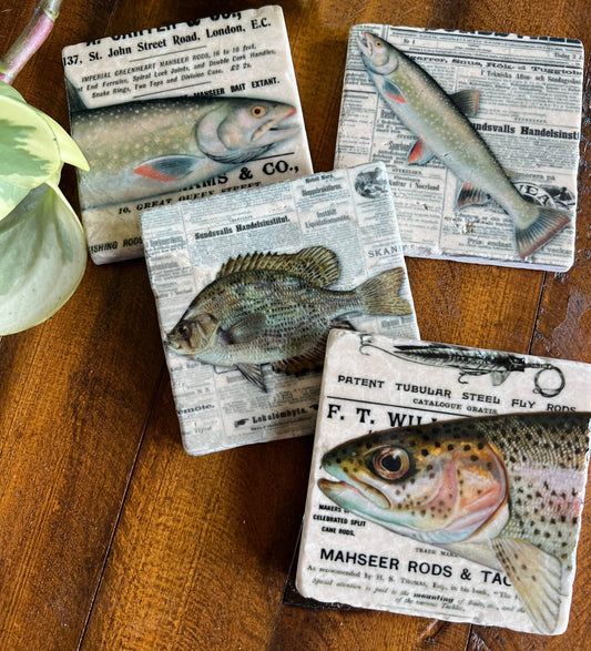 Fisherman Stone Coasters - Set of 4