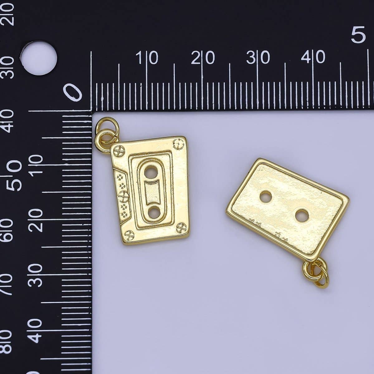 24K Gold Filled Minimalist Cassette Tape Charm | N1299