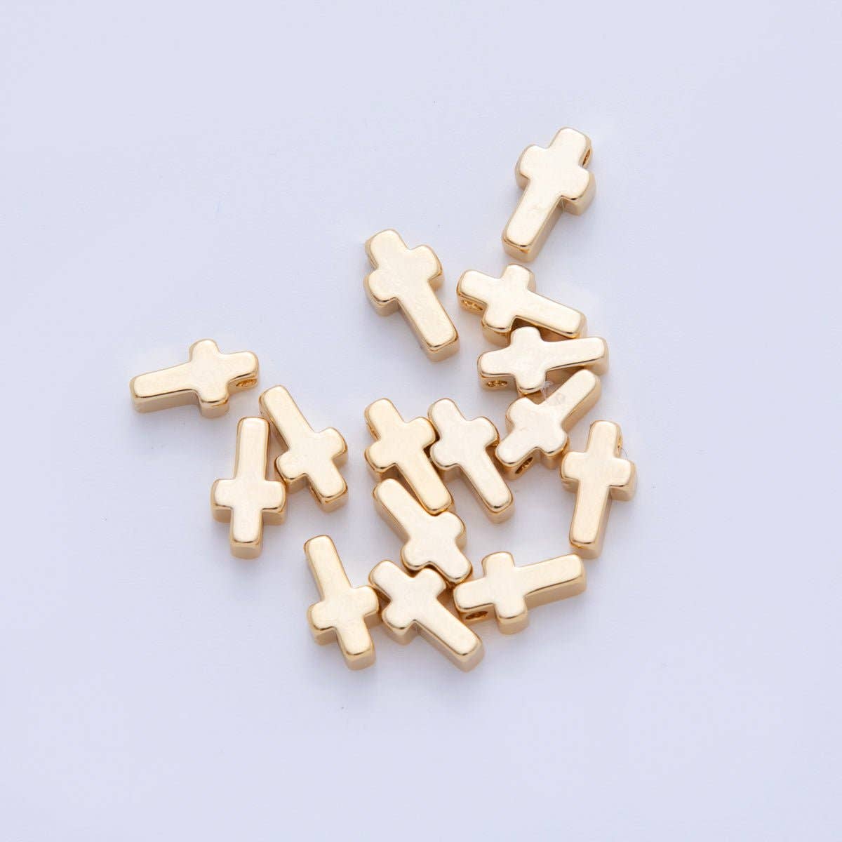 18K Gold Filled 8.5 Minimalist Religious Cross Bead Spacer Set by 10 Pieces | B749