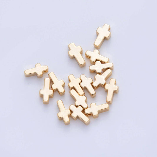 18K Gold Filled 8.5 Minimalist Religious Cross Bead Spacer Set by 10 Pieces | B749