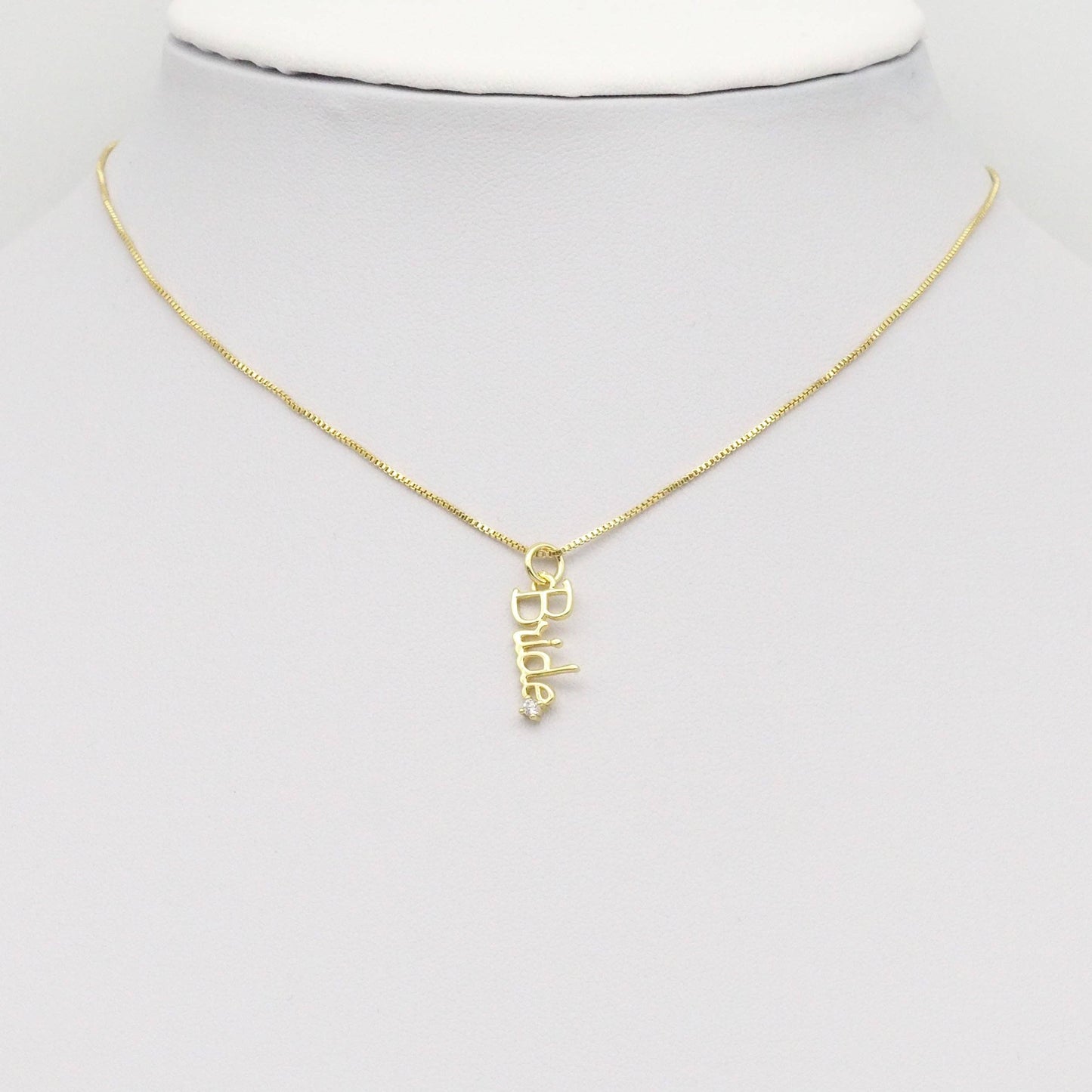 Gold Silver CZ Bride word diamond Charm, Sku#Z1473