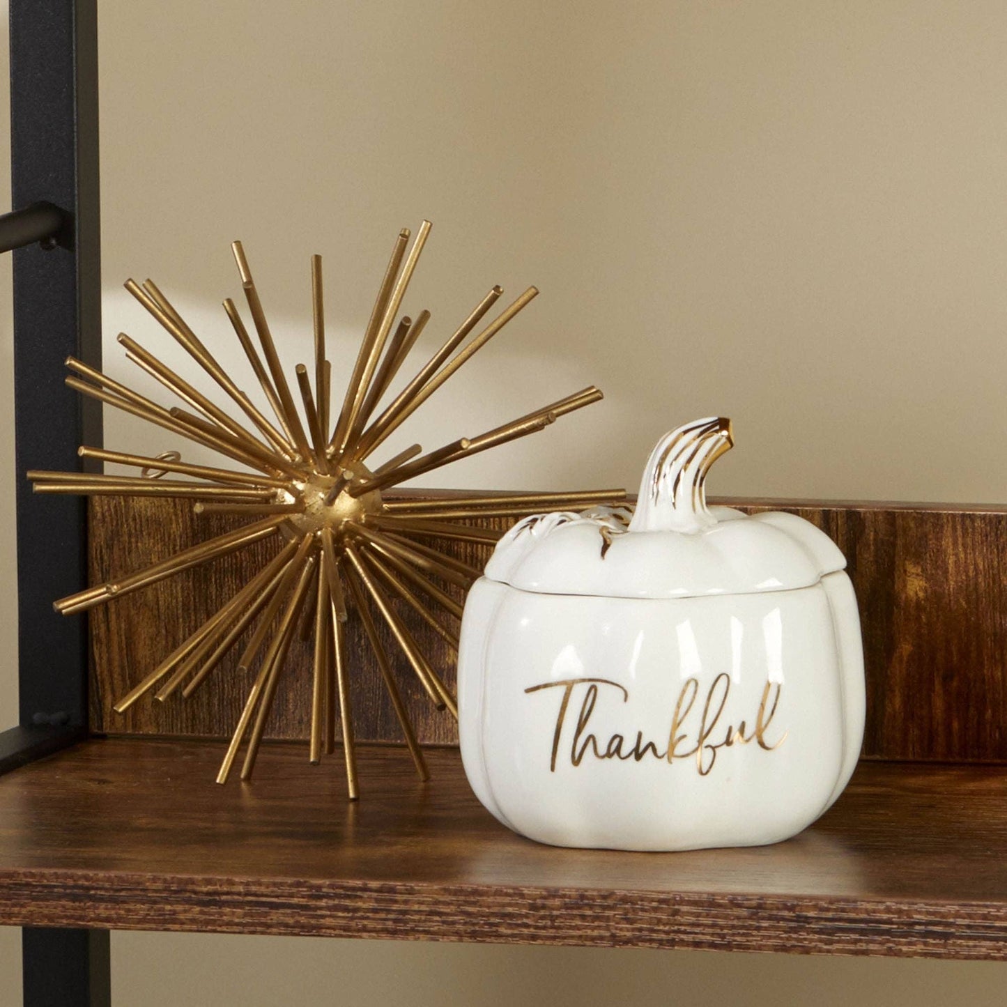 "Thankful" White Pumpkin Decorative Bowl