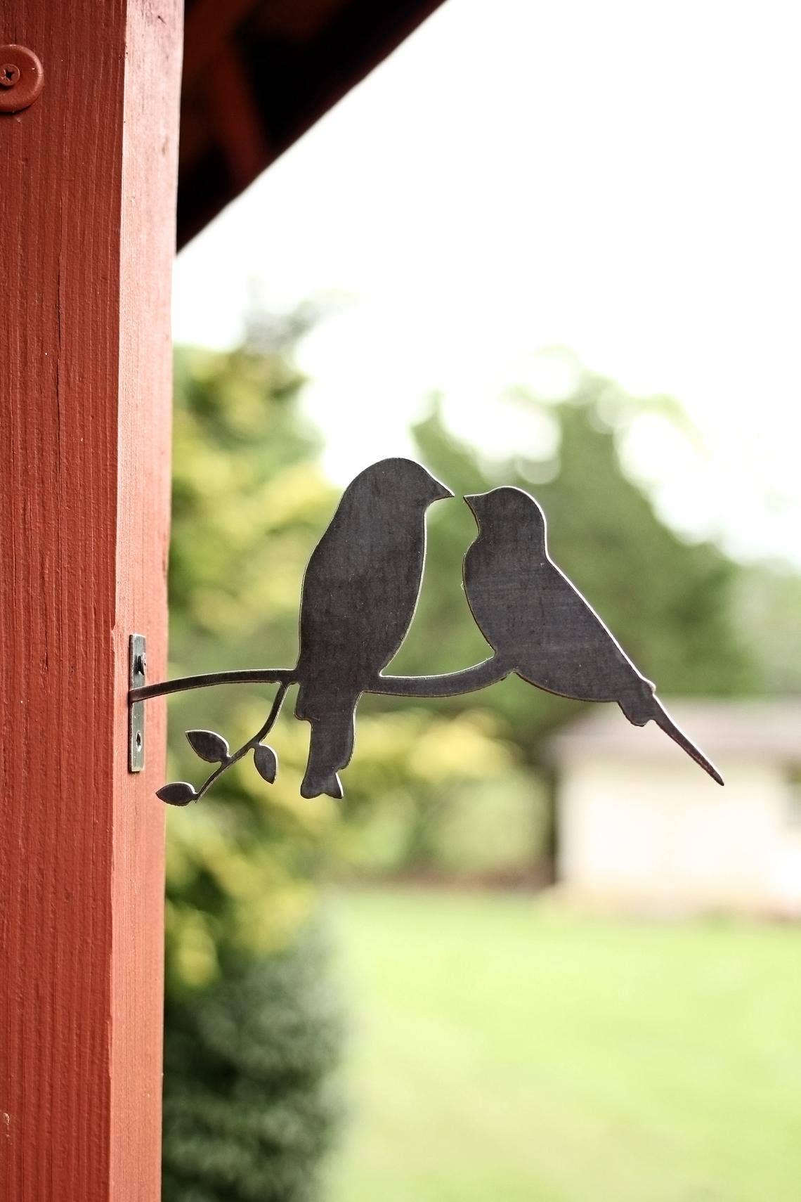 Metal Love Birds Post Decoration
