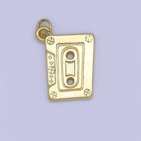 24K Gold Filled Minimalist Cassette Tape Charm | N1299