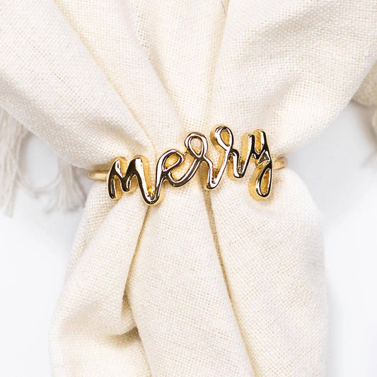 Merry Napkin Ring | Gold - 2"