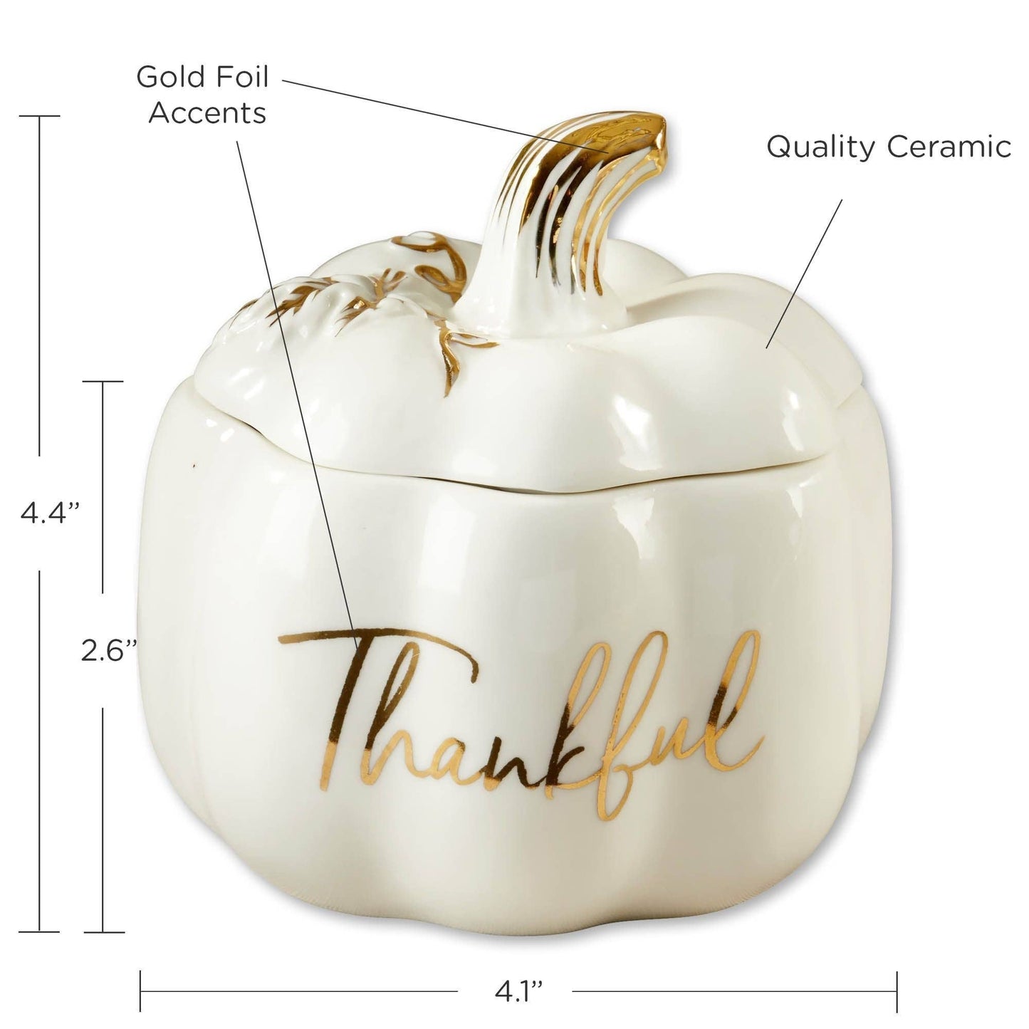 "Thankful" White Pumpkin Decorative Bowl