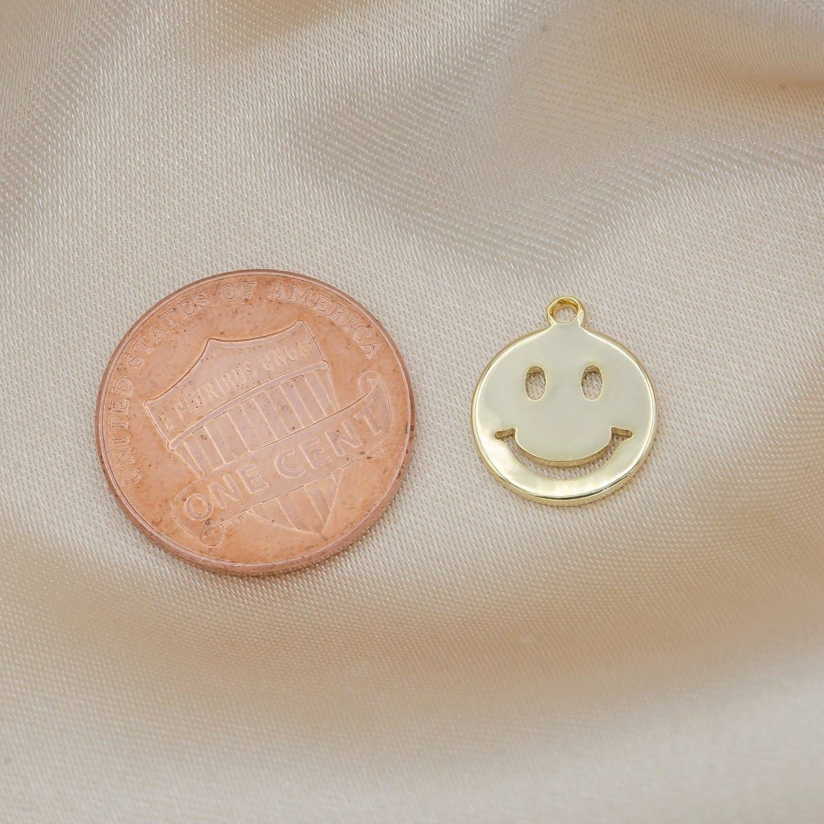 Tiny Golden Smiley Face Charm, Gold Plated Happy Joy Smiling Expression Face Charm Pendant GP-299